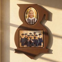 Marco Búho Vertical Madera Foto Escolar