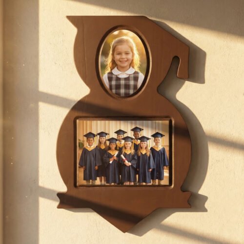 Marco Búho Vertical Madera Foto Escolar